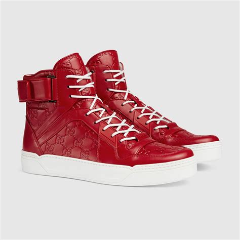 gucci burgundy high-top shoes|gucci signature high top sneaker.